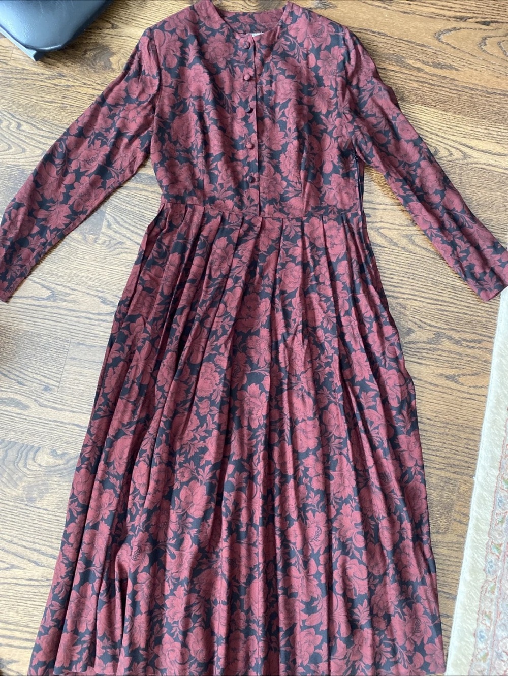VTG Laura Ashley Women's Floral Long Sleeve Maxi Dress Made in Great Britain 12